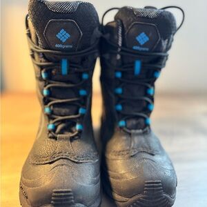 Columbia Black and Blue Kids Insulated Snow Boots